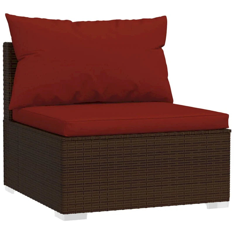 Joez Ensemble de canapés modulaires d'extérieur 4 pièces, table basse, rotin, rouge