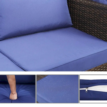 Ensemble de meubles de patio 6 pièces, ensemble de canapés modulaires d'extérieur avec auvent et dossier, ensemble de conversation de patio avec table basse