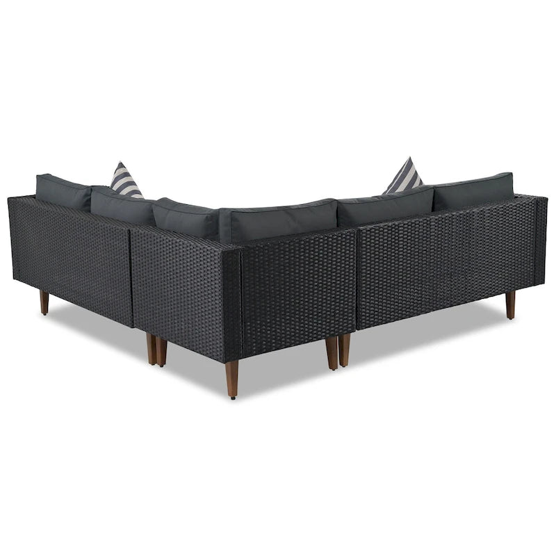 Ensemble de mobilier d'extérieur 4 pièces, salon de jardin tout temps, ensemble de canapé d'angle en osier avec coussins et table basse