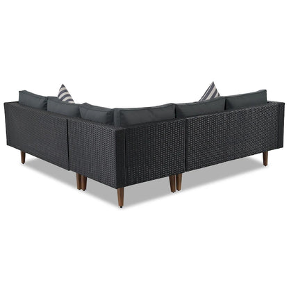 Ensemble de mobilier d'extérieur 4 pièces, salon de jardin tout temps, ensemble de canapé d'angle en osier avec coussins et table basse