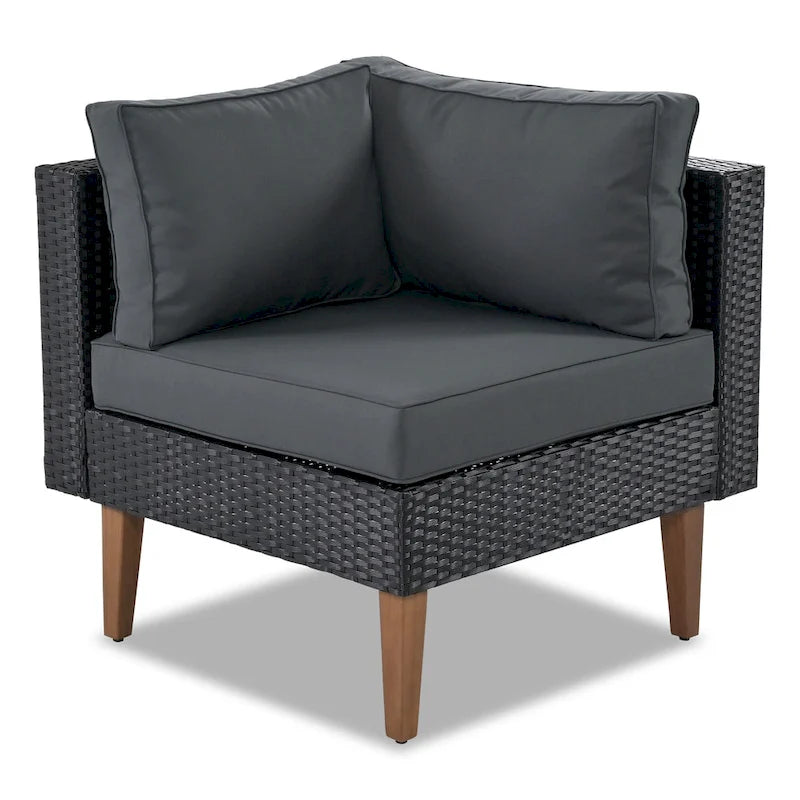 Ensemble de mobilier d'extérieur 4 pièces, salon de jardin tout temps, ensemble de canapé d'angle en osier avec coussins et table basse
