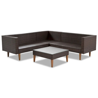 Ensemble de mobilier d'extérieur 4 pièces, salon de jardin tout temps, ensemble de canapé d'angle en osier avec coussins et table basse