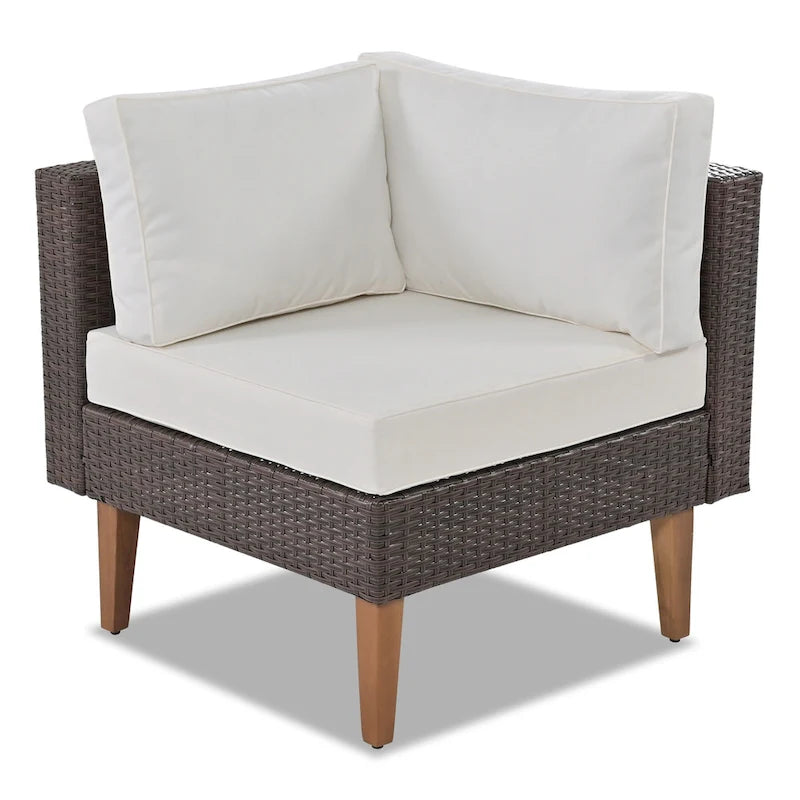 Ensemble de mobilier d'extérieur 4 pièces, salon de jardin tout temps, ensemble de canapé d'angle en osier avec coussins et table basse