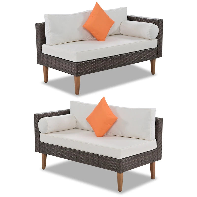 Ensemble de mobilier d'extérieur 4 pièces, salon de jardin tout temps, ensemble de canapé d'angle en osier avec coussins et table basse