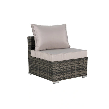 Ensemble de canapé d'angle extérieur 8 pièces, salon de jardin en osier toutes saisons avec table basse et 2 oreillers