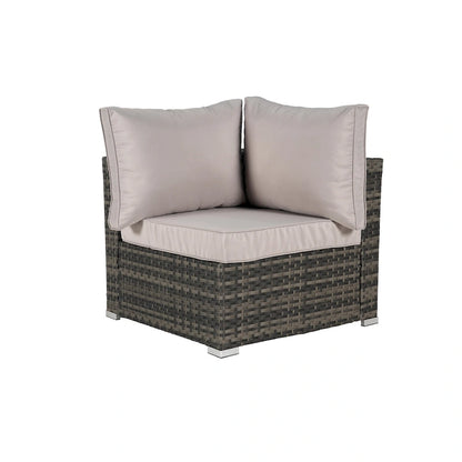 Ensemble de canapé d'angle extérieur 8 pièces, salon de jardin en osier toutes saisons avec table basse et 2 oreillers