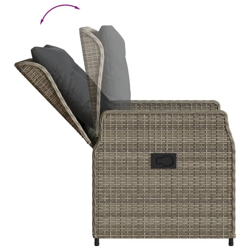 vidaXL Salon de jardin gris en résine tressée Grand salon de jardin - 63 x 31.5 x 29.1/ 6