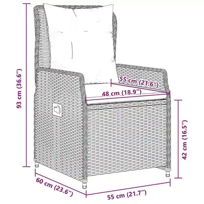 vidaXL Salon de jardin gris en résine tressée Grand salon de jardin - 63 x 31.5 x 29.1/ 6