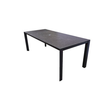 Ensemble de salle à manger d'extérieur Riviera 9 pièces en aluminium gris foncé avec ensemble de sièges en textilène gris fumé - N/A