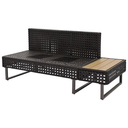 Ensemble de canapé d'angle d'extérieur en rotin 6 pièces avec siège réglable et table avec bac à glaçons