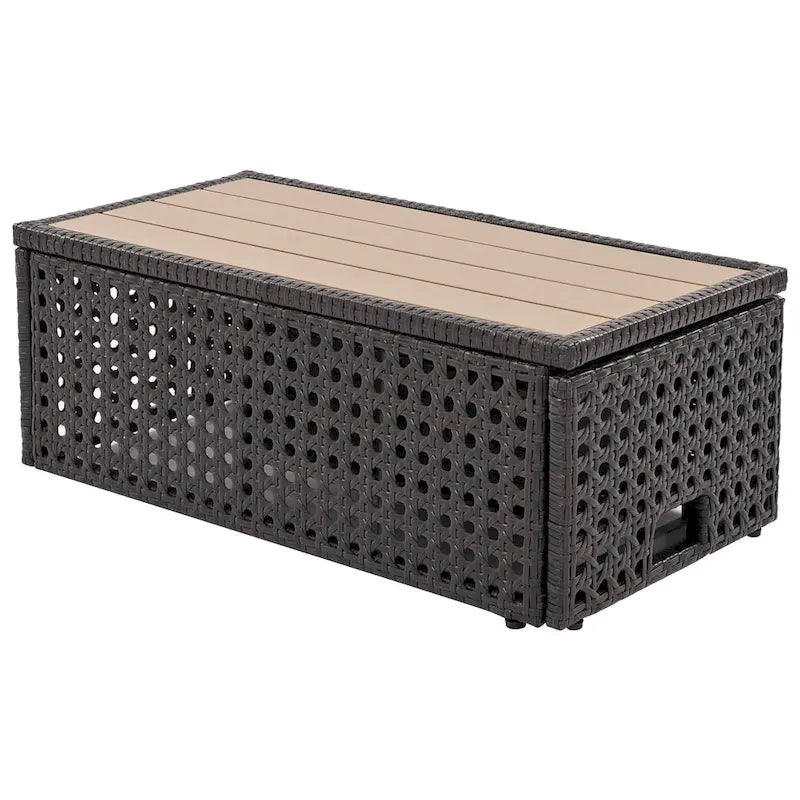 Ensemble de canapé d'angle d'extérieur en rotin 6 pièces avec siège réglable et table avec bac à glaçons