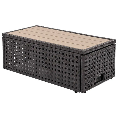 Ensemble de canapé d'angle d'extérieur en rotin 6 pièces avec siège réglable et table avec bac à glaçons