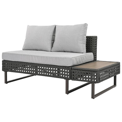 Ensemble de canapé d'angle d'extérieur en rotin 6 pièces avec siège réglable et table avec bac à glaçons