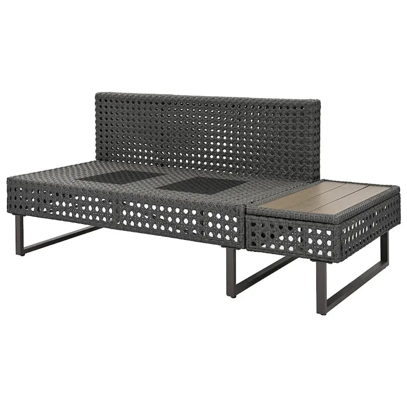 Ensemble de canapé d'angle d'extérieur en rotin 6 pièces avec siège réglable et table avec bac à glaçons