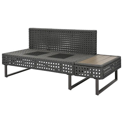 Ensemble de canapé d'angle d'extérieur en rotin 6 pièces avec siège réglable et table avec bac à glaçons