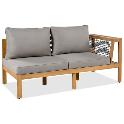 Ensemble de canapé d'angle en acacia 4 pièces avec table basse et table d'appoint