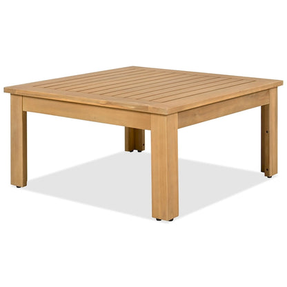 Ensemble de canapé d'angle en acacia 4 pièces avec table basse et table d'appoint
