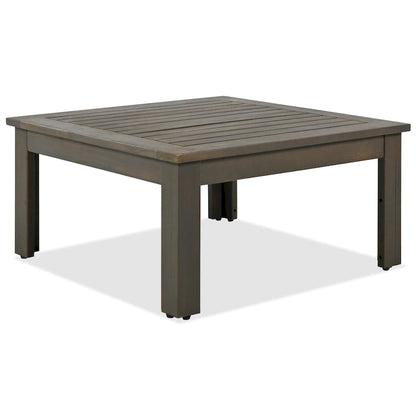 Ensemble de canapé d'angle en acacia 4 pièces avec table basse et table d'appoint