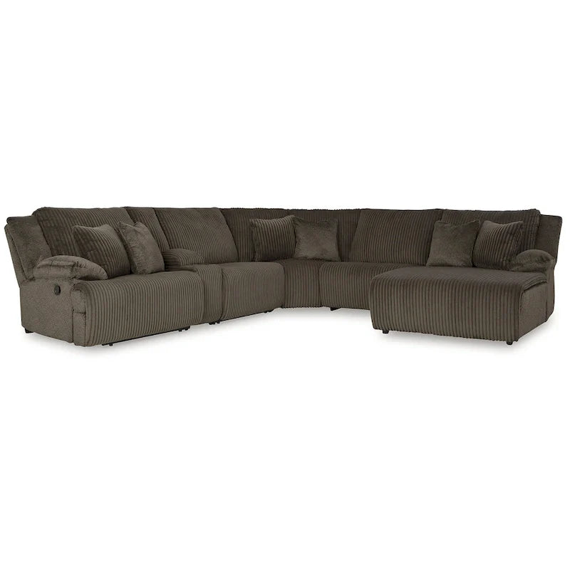 Signature Design by Ashley Canapé d'angle inclinable 6 places avec chaise longue Top Tier marron - 147 L x 134 P x 41 H