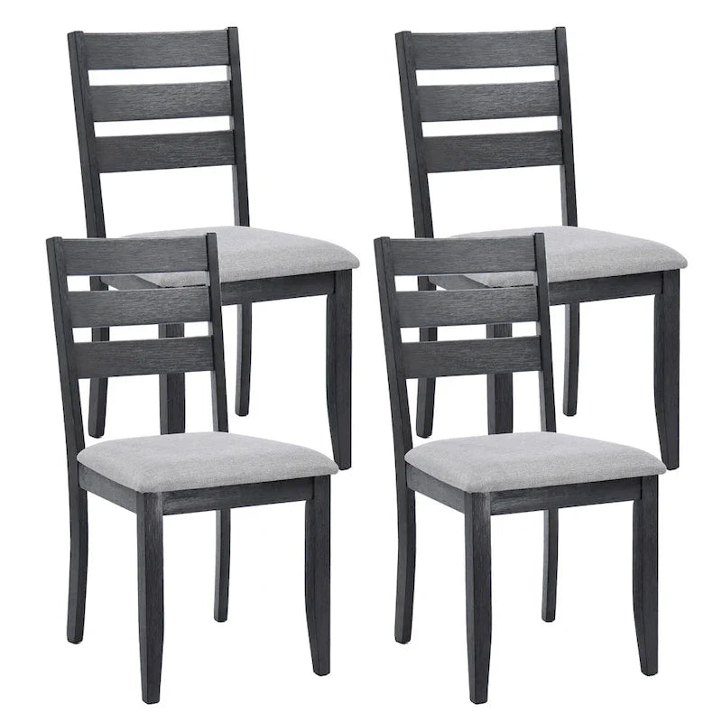 Lot de 4 chaises de salle à manger en bois à dossier à lattes