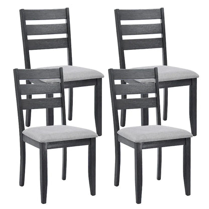 Lot de 4 chaises de salle à manger en bois à dossier à lattes
