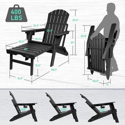 Chaise Adirondack pliante et réglable Vrakae avec ottoman