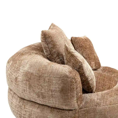 Canapé paresseux à dossier haut en chenille avec 3 oreillers et pouf géant