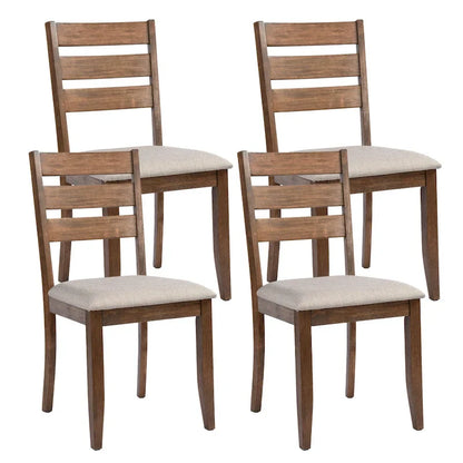 Lot de 4 chaises de salle à manger en bois à dossier à lattes