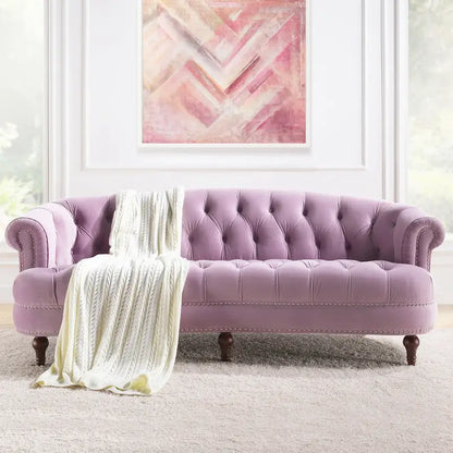 Canapé capitonné chesterfield La Rosa 84 en velours, style moderne du milieu du siècle