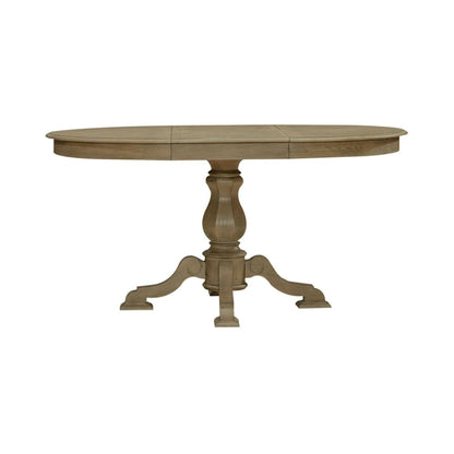Table à dîner ronde sur pied Magnolia Manor avec rallonges escamotables - 2 finitions