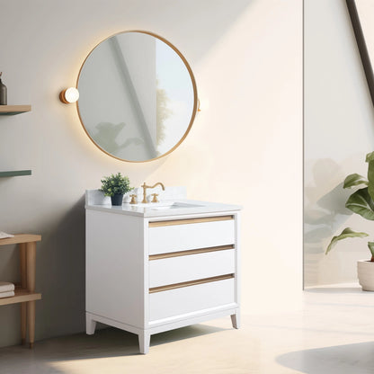 Meuble-lavabo Vanity Art avec évier en céramique et dessus en marbre reconstitué
