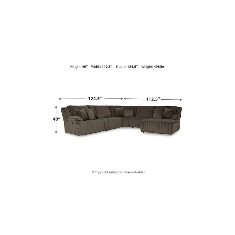 Signature Design by Ashley Canapé d'angle inclinable 6 places avec chaise longue Top Tier marron - 147 L x 134 P x 41 H