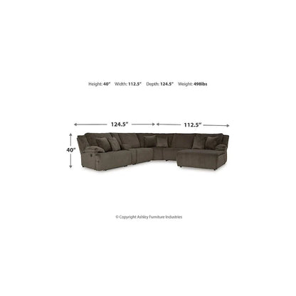 Signature Design by Ashley Canapé d'angle inclinable 6 places avec chaise longue Top Tier marron - 147 L x 134 P x 41 H