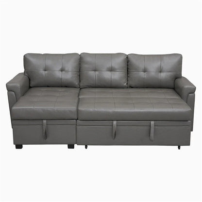 Canapé d'angle réversible convertible avec lit gigogne, méridienne de rangement et pieds durables