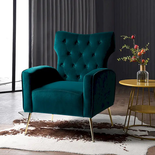 Chaise tuftée Abadiana Accent avec base en métal par HULALA HOME
