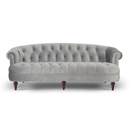 Canapé capitonné chesterfield La Rosa 84 en velours, style moderne du milieu du siècle