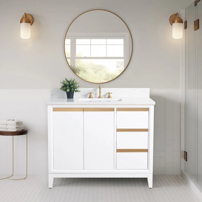 Meuble-lavabo Vanity Art avec évier en céramique et dessus en marbre reconstitué