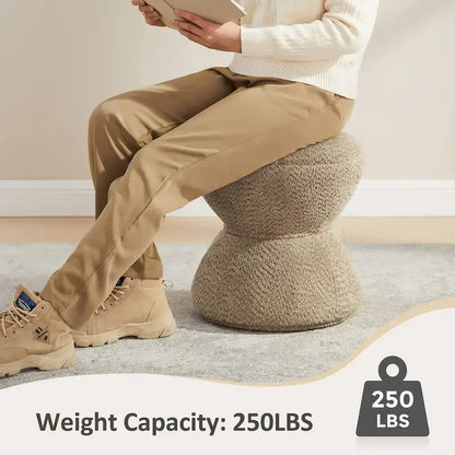 VANOMi Ottoman rembourré Boucle Djembe avec base pivotante, pouf, tabouret de coiffeuse pivotant pour salon, dressing (lot de 2)