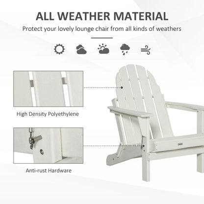 Chaise Outsunny Adirondack Pliante, Chaises de Plage Longues en Plastique HDPE Tout Temps pour Patio, Terrasse et Mobilier de Jardin