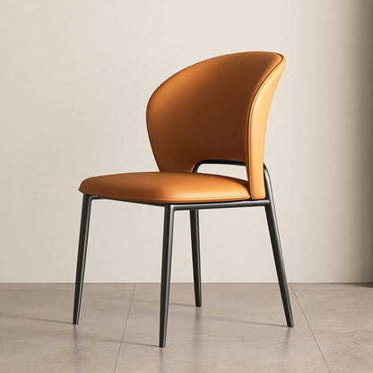 Chaise de salle à manger moderne en similicuir courbé à dossier bas