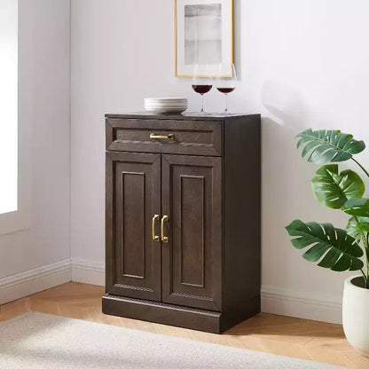 Crosley Meuble de rangement de cuisine Stanton 91 cm, coloris café : Étagères réglables, cadre en MDF, placage bois, 2 portes, 1 tiroir
