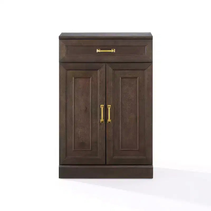 Crosley Meuble de rangement de cuisine Stanton 91 cm, coloris café : Étagères réglables, cadre en MDF, placage bois, 2 portes, 1 tiroir