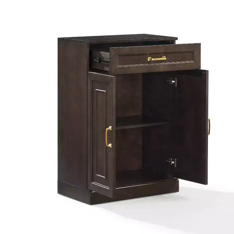 Crosley Meuble de rangement de cuisine Stanton 91 cm, coloris café : Étagères réglables, cadre en MDF, placage bois, 2 portes, 1 tiroir