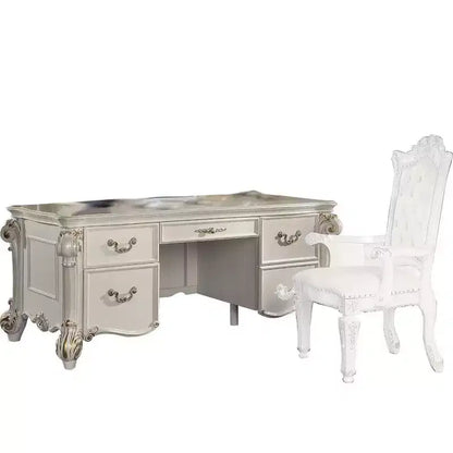 31" Vendome Desks Antique Pearl Finish - Acme Furniture: Executive Writing, Open Storage Shelf