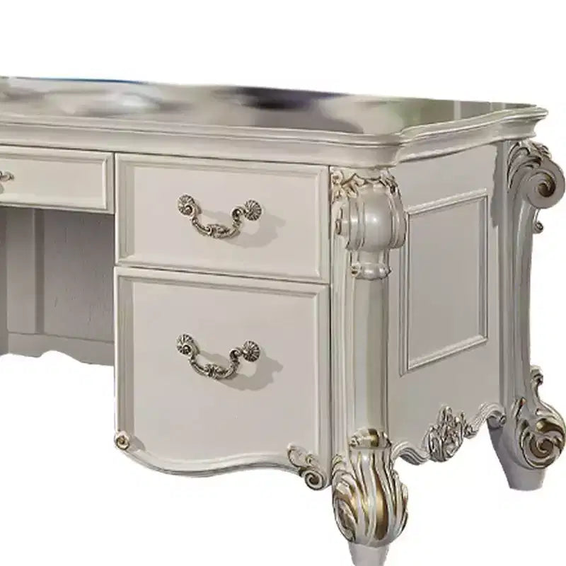 Bureaux Vendome 31" Finition Nacre Antique - Acme Furniture : Écriture de Direction, Étagère de Rangement Ouvert