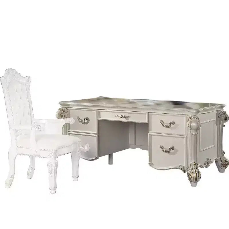 Bureaux Vendome 31" Finition Nacre Antique - Acme Furniture : Écriture de Direction, Étagère de Rangement Ouvert