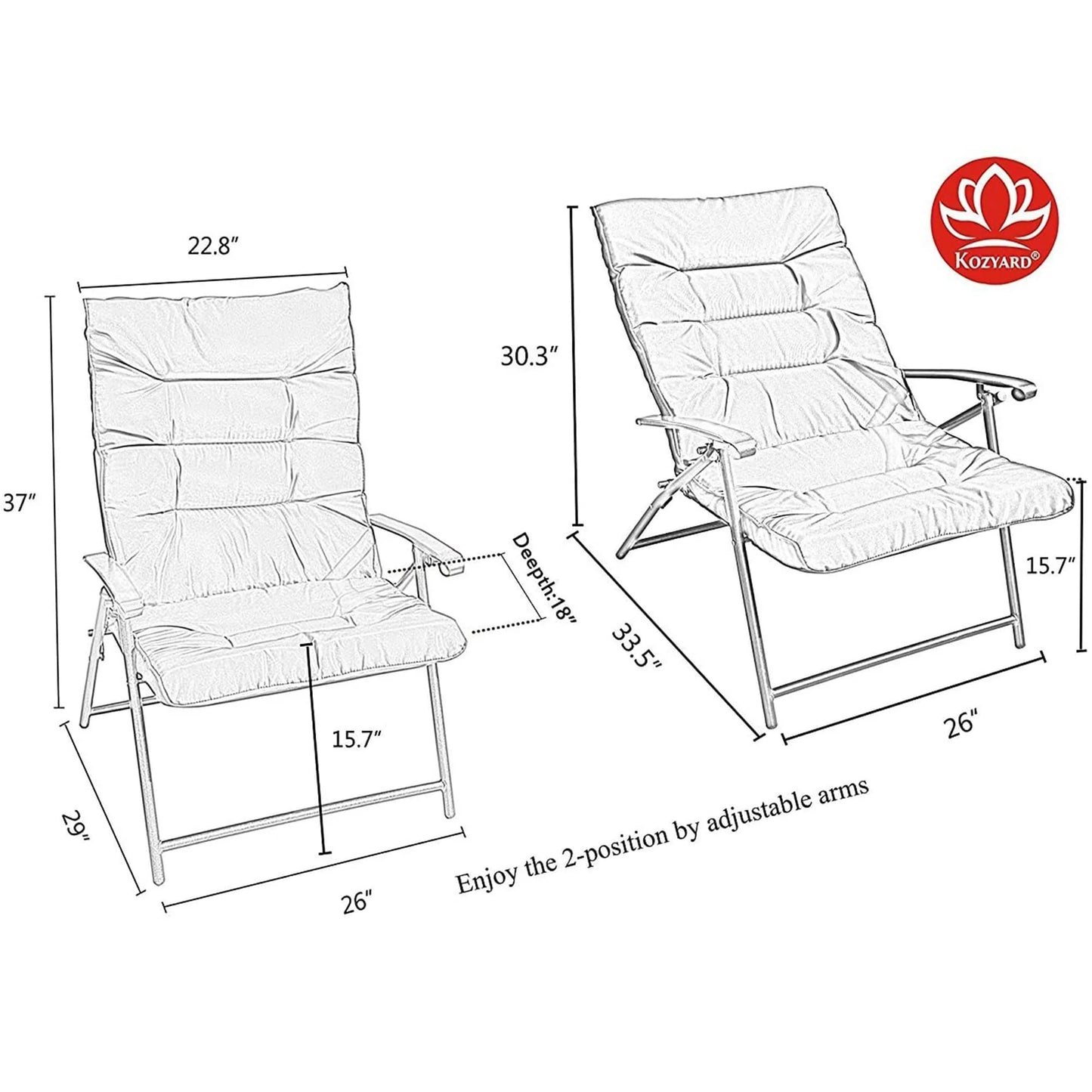 Kozyard Elsa, ensemble de bistrot pliant rembourré, 3 pièces, pour extérieur