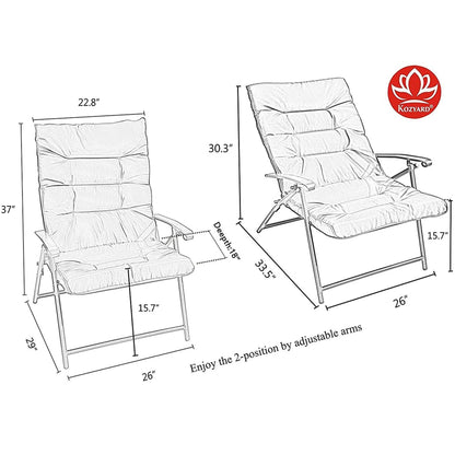 Kozyard Elsa, ensemble de bistrot pliant rembourré, 3 pièces, pour extérieur