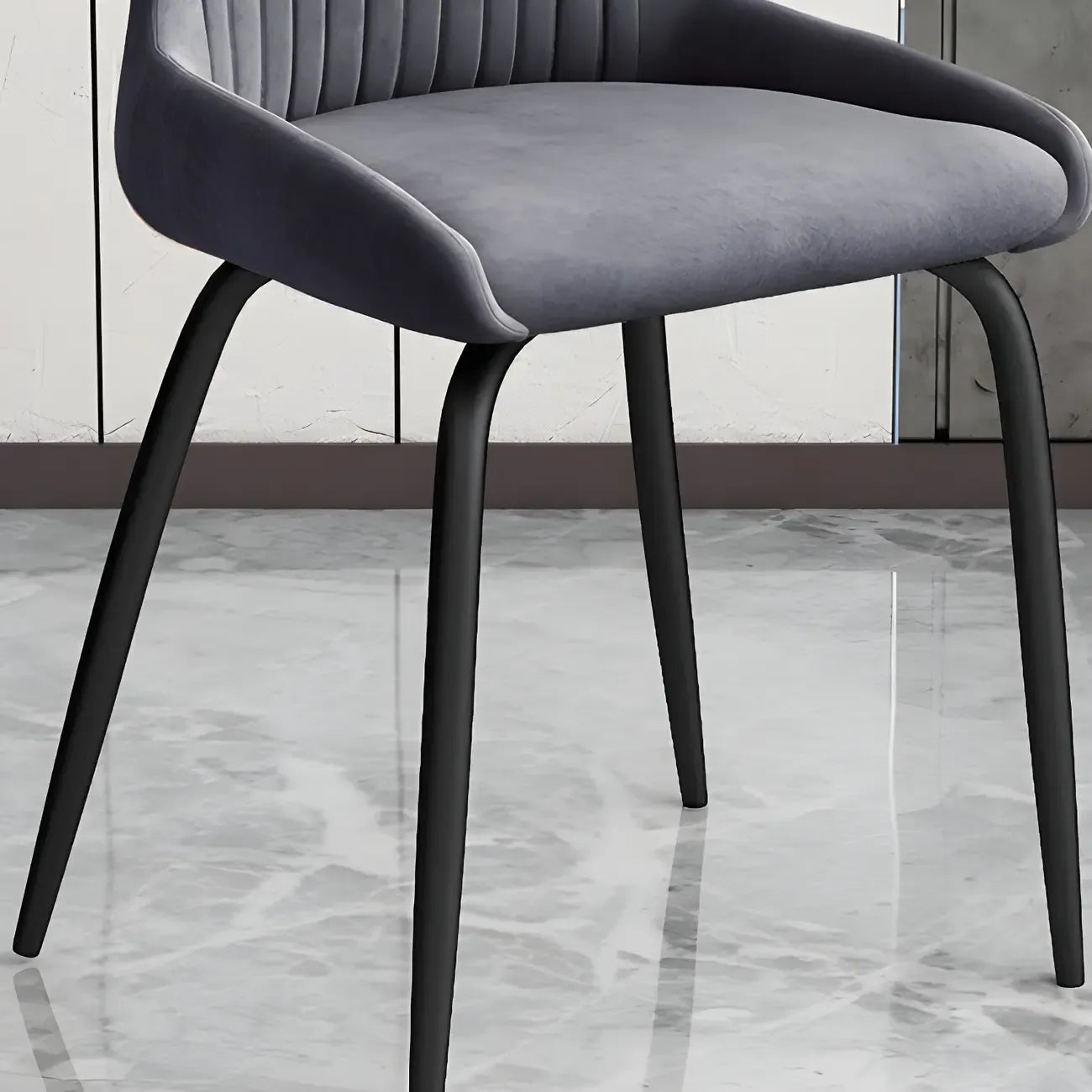 Chaises de salle à manger sans accoudoirs gris foncé industrielles