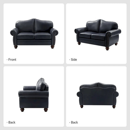 Canapé Angel Transitional en Cuir Véritable avec Dossier Capitonnée par HULALA HOME